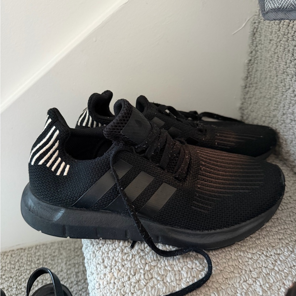 Adidas Black Running Shoes with White Stripes